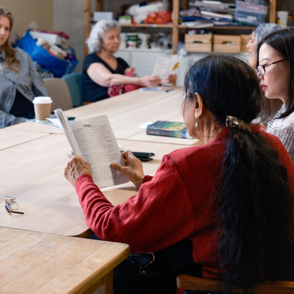 Our free Reading Circle is led by a volunteer and welcomes participants of all ages. It takes place every Tuesday from 2 to 3:30PM. We provide an e-reader to all participants. When taking place at 3590 Jeanne-Mance Street, the space is accessible to people with impaired mobility.